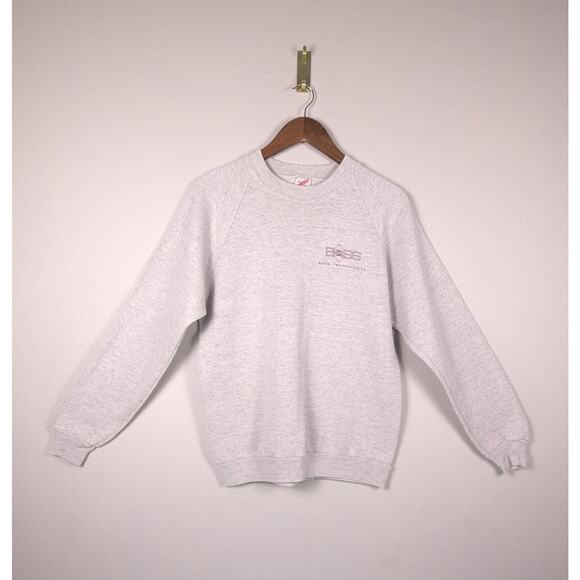 Vintage Jerzees “BOSS Technologies”Light Gray Sweatshirt Made in USA Size XL 46 - Picture 1 of 11